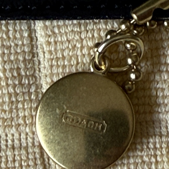 Coach Black Leather Key Holder with Gold Accents and Charm - Picture 3 of 4